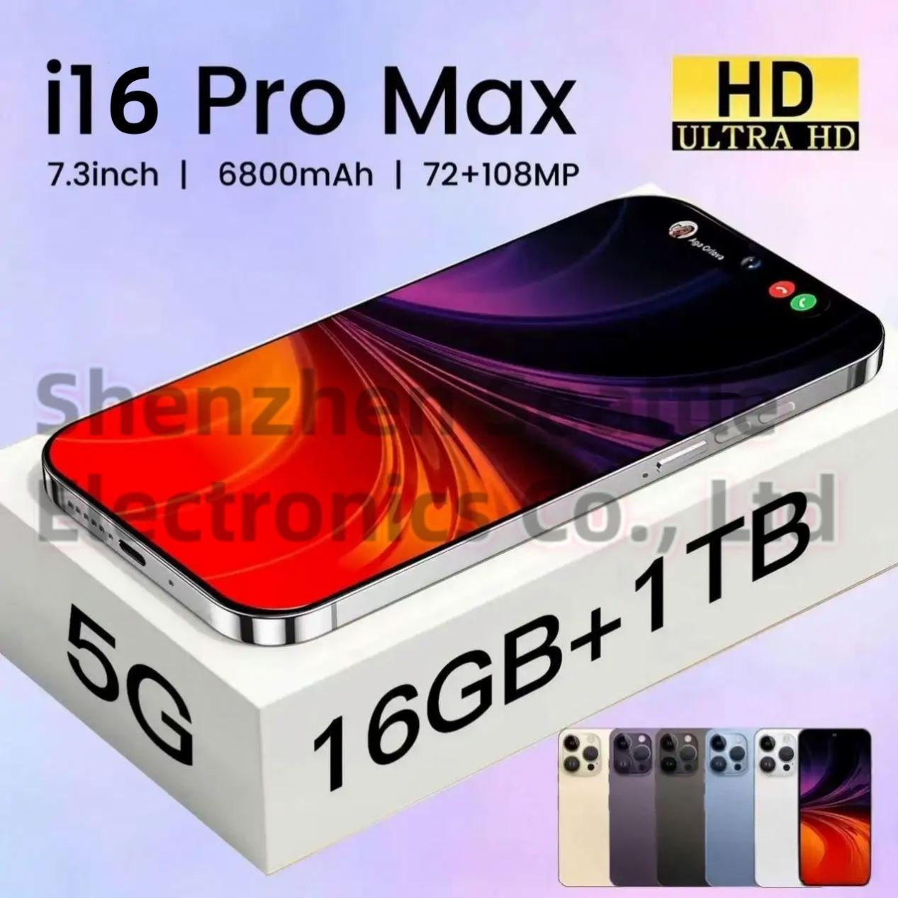 16 pro max 6.8 inch Full Screen WIFI GPS I16 Smartphone 12GB+512GB 1TB 4G 5G Mobile phone Large screen HD camera wholesale